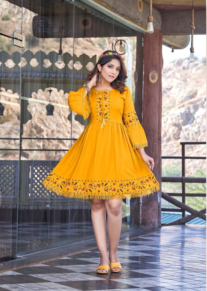 Ossm Cherry Party Wear Wholesale Embroidery Kurtis
